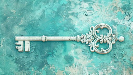 Ornate Vintage Key on Turquoise
