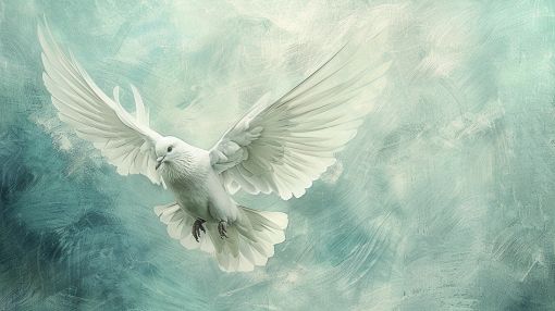 White Dove Soaring in Ethereal Light