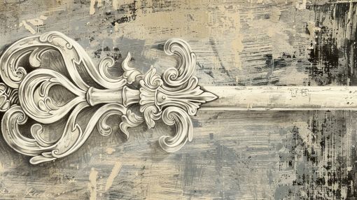 Baroque Flourish on Weathered Canvas