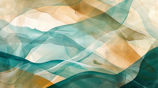 Flowing Teal and Gold Waves