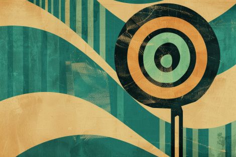 Retro Target in Teal and Gold