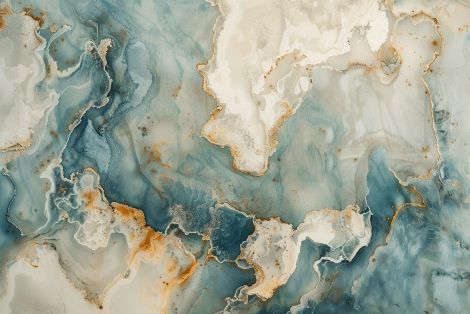 Azure Marble Currents with Gold Veins