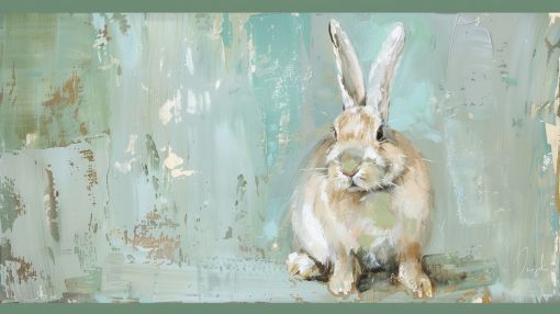 Gentle Rabbit in Soft Aqua Light