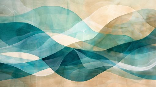 Flowing Teal Waves on Sand