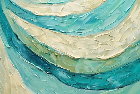 Ocean Waves in Turquoise Impasto