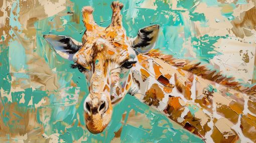 Gentle Giraffe in Turquoise Light