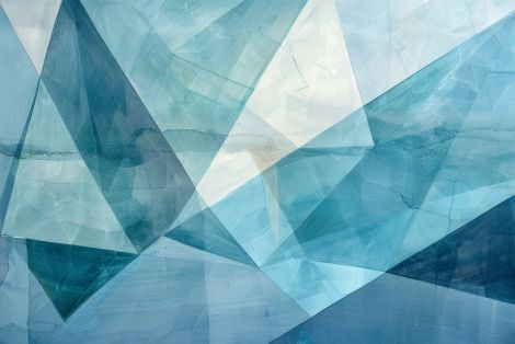 Crystalline Blue Geometric Ice Forms