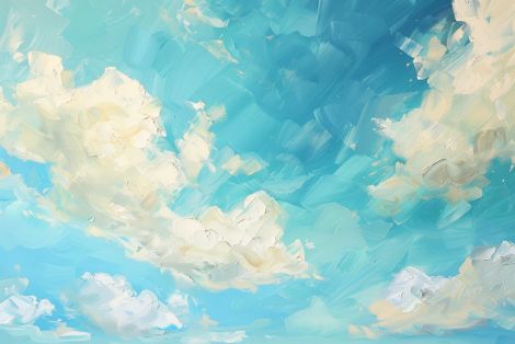 Sunlit Clouds in Turquoise Sky