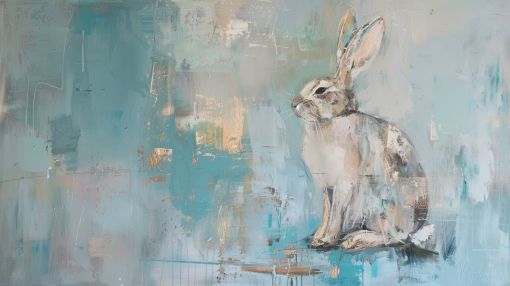 Quiet Hare in Teal Reverie