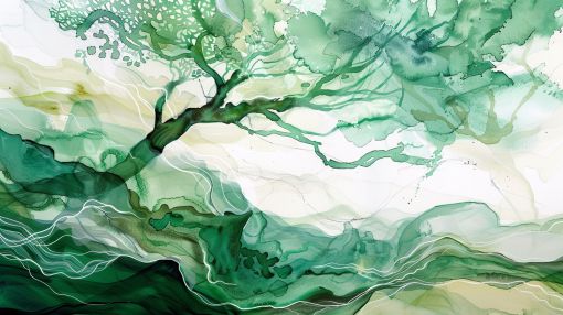 Emerald Currents Through Ancient Branches