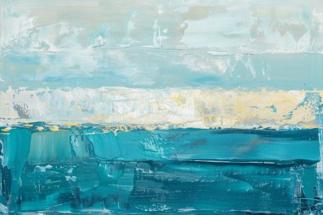 Coastal Horizon in Teal and Gold