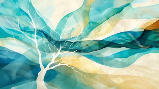 Flowing Branches in Teal Waters