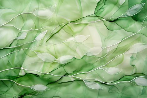 Ethereal Green Leaves in Flowing Silk