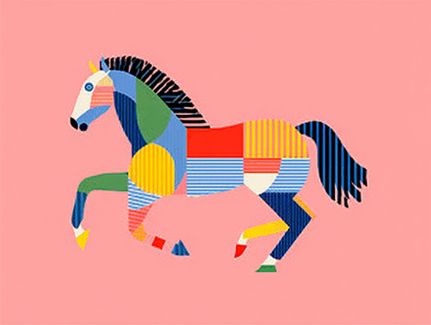 Geometric Galloping Horse in Bold Colors