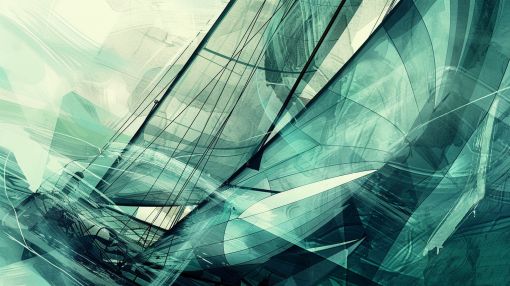 Emerald Sails in Abstract Motion