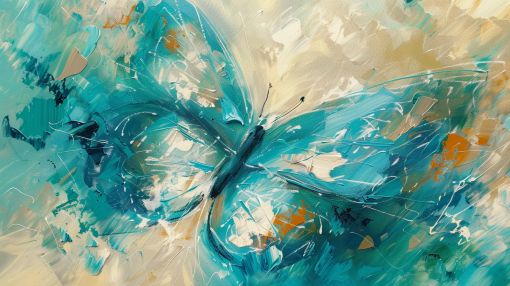 Turquoise Butterfly in Abstract Flight