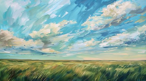 Endless Prairie Under Sweeping Summer Skies