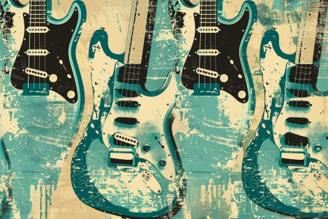 Vintage Electric Guitars in Teal