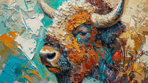 Majestic Bison in Turquoise and Amber