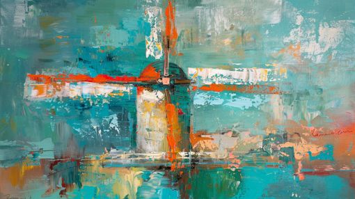 Turquoise Windmill in Abstract Light