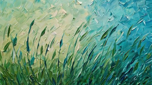 Windswept Grass in Turquoise Light