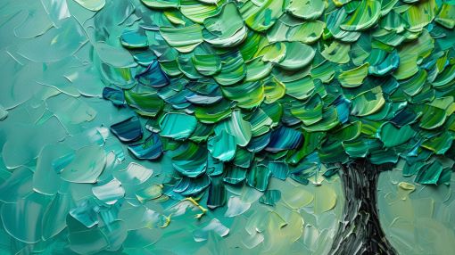 Emerald Tree in Impasto Bloom