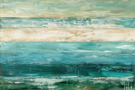 Coastal Horizon in Teal and Sand