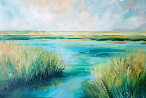 Tranquil Marsh Waters at Golden Hour