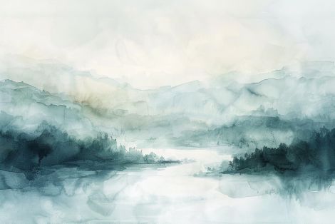 Misty Mountains Beyond the Still River