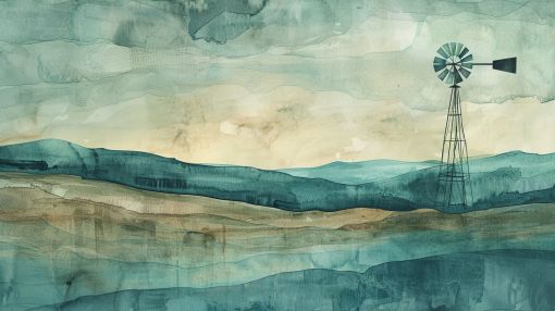 Windmill on Quiet Rolling Hills
