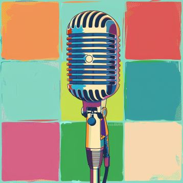 Retro Microphone in Bold Color Blocks