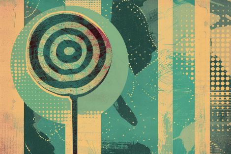 Retro Target in Teal and Peach