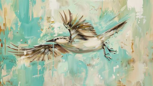 Songbird in Flight Teal Breeze