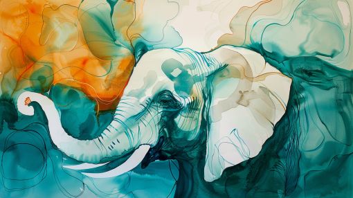 Majestic Elephant in Flowing Watercolor