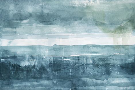 Misty Horizon in Teal Waters