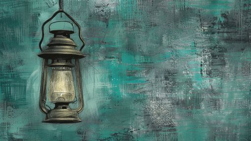 Vintage Lantern on Weathered Teal