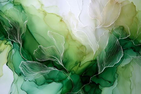 Emerald Whispers of Flowing Petals