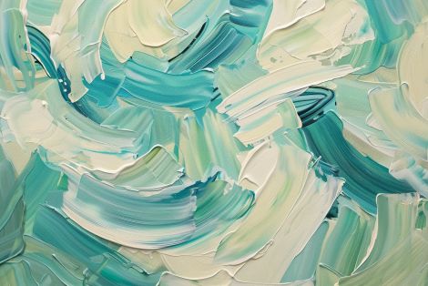 Oceanic Swirls in Teal and Cream