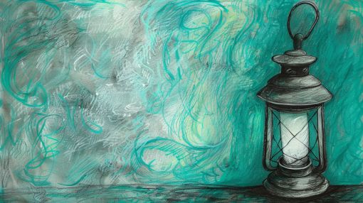 Lantern Glow in Teal Mist