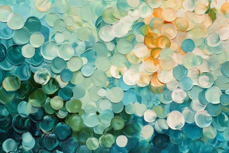 Ocean Bubbles in Teal and Gold