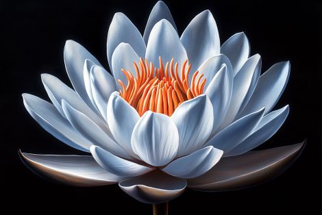 Luminous White Lotus in Darkness