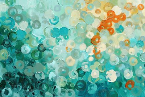Ocean Bubbles in Teal and Coral