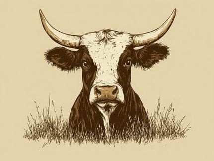 Resting Bull in Golden Grass