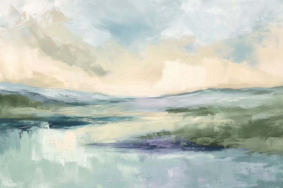 Serene Marshland Under Gentle Skies