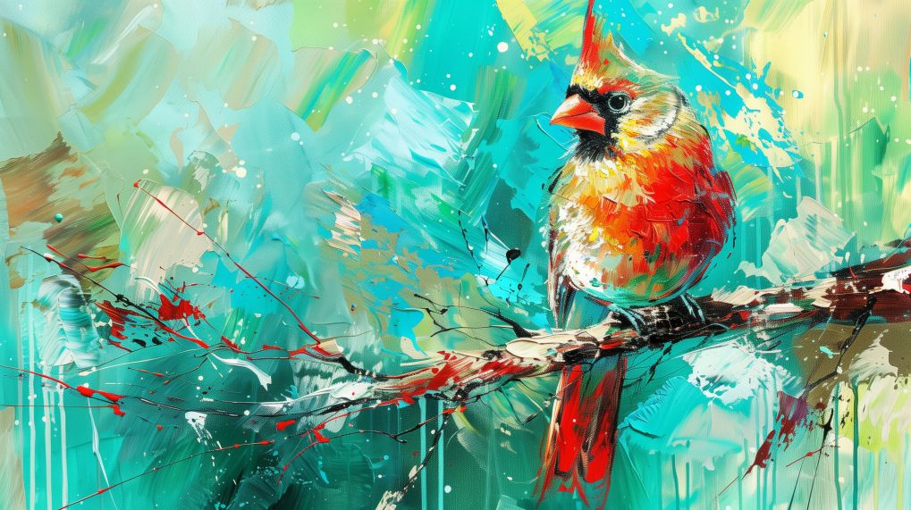Cardinal Perched in Turquoise Splendor