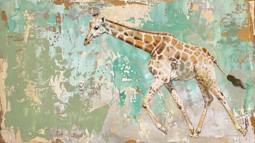 Graceful Giraffe in Turquoise Motion