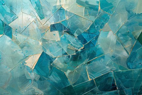 Shattered Aquamarine with Golden Veins