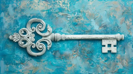 Ornate Vintage Key on Turquoise
