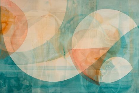 Luminous Circles in Coral and Teal