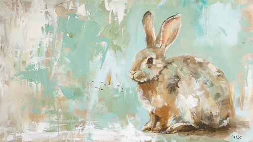 Gentle Rabbit in Soft Turquoise